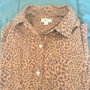 Style & Co. Women's Brown Leopard Print Blouse plus size